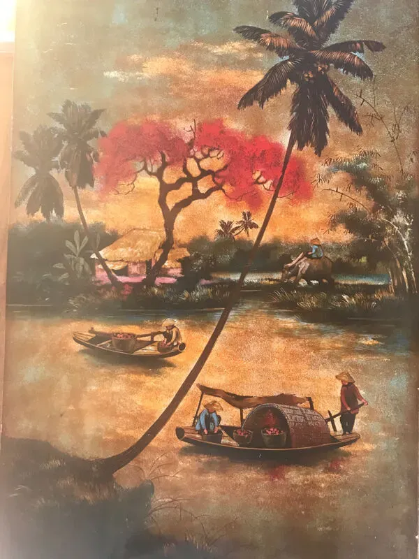 Illustration numéro 4 du produit Coucher de soleil sur les jonques. École vietnamienne.