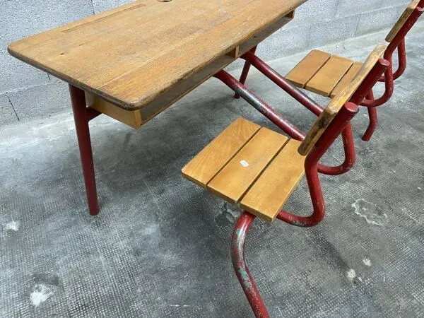 Illustration numéro 4 du produit Pupitre bureau d'écolier banc vintage