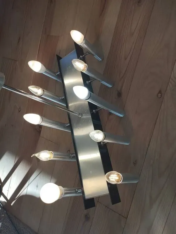 Illustration numéro 4 du produit Lustre design sculptural vintage années 70 – métal & aluminium – 55 × 26 cm