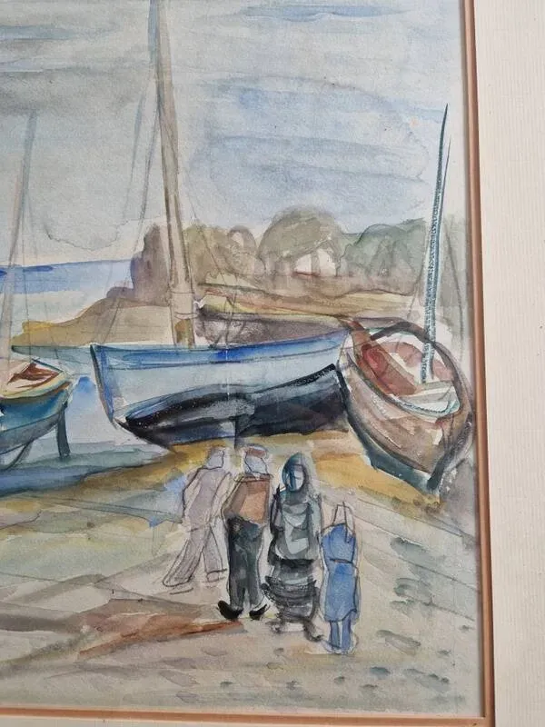 Illustration numéro 4 du produit Henri Epstein (1891-1944) - Aquarelle sur papier - Bord de plage - Signée