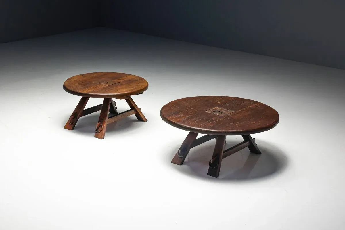 Illustration numéro 4 du produit Table basse rustique ancienne, France, années 1960