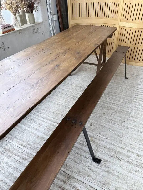 Illustration numéro 4 du produit Table de ferme tréteaux XXL 4m et ses bancs