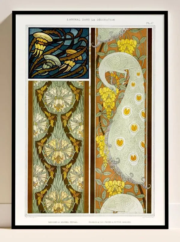 Illustration numéro 4 du produit Affiche “Méduse et paon”, d’après une lithographie art nouveau de 1897