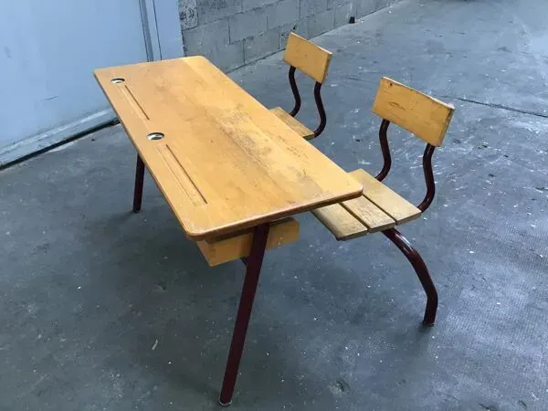 Illustration numéro 4 du produit Pupitre bureau d'écolier banc vintage