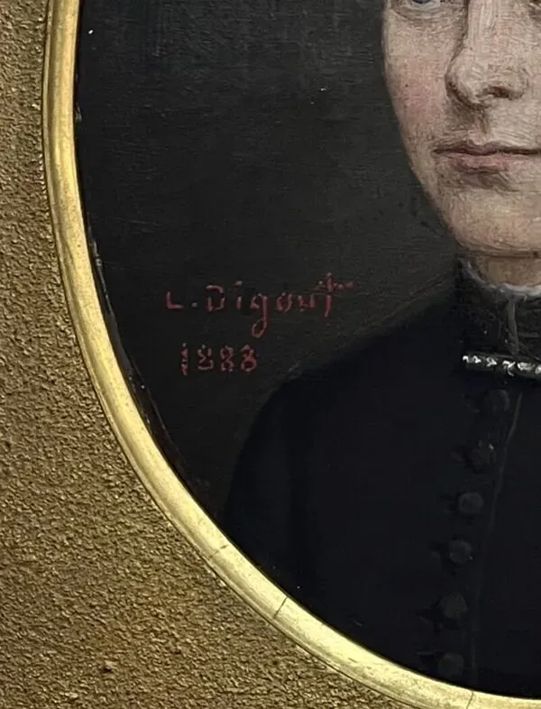 Illustration numéro 4 du produit Portrait, huile sur toile jeune femme, signé Louis Joseph Digout, XIXème s.