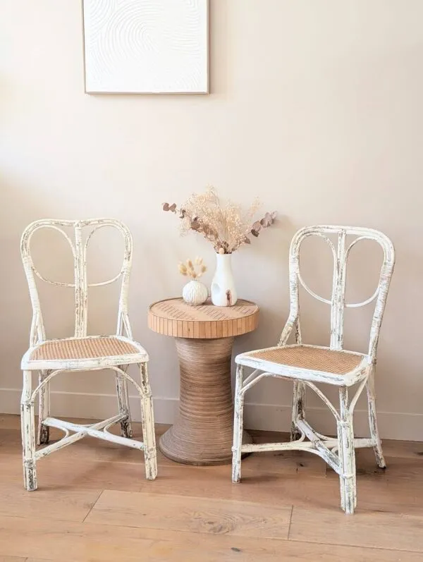 Illustration numéro 4 du produit Paire de chaises vintage de restaurant en rotin