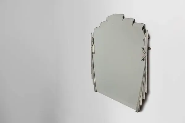 Illustration numéro 4 du produit Miroir mural Art Déco avec étiquette Emiel Matthijssens, Belgique vers 1920