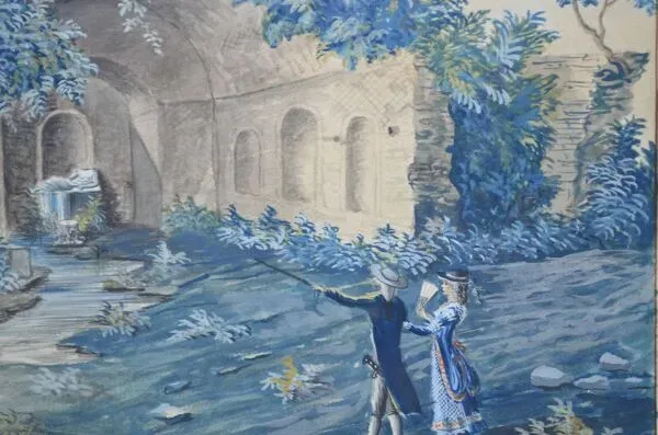 Illustration numéro 4 du produit Ecole Italienne du XIXème siècle  « La source de la nymphe Egérie » Gouache