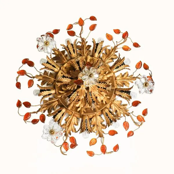 Illustration numéro 4 du produit Plafonnier Maison Baguès en cristal et fer doré, 15 lumières