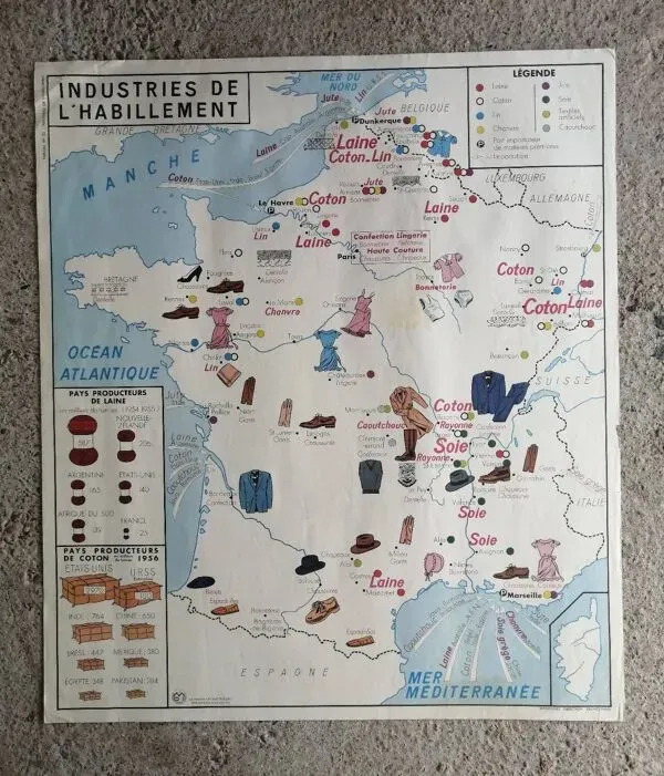 Illustration numéro 4 du produit Carte scolaire vintage mdi France ''Commerce et habillement