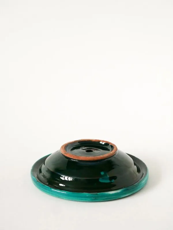 Illustration numéro 4 du produit Grand bougeoir en céramique, fabrication artisanale, vert, 1970