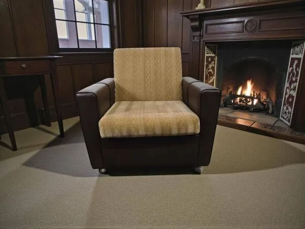 Illustration numéro 4 du produit Fauteuil vintage en skaï brun / fauteuil club rétro sur roulettes