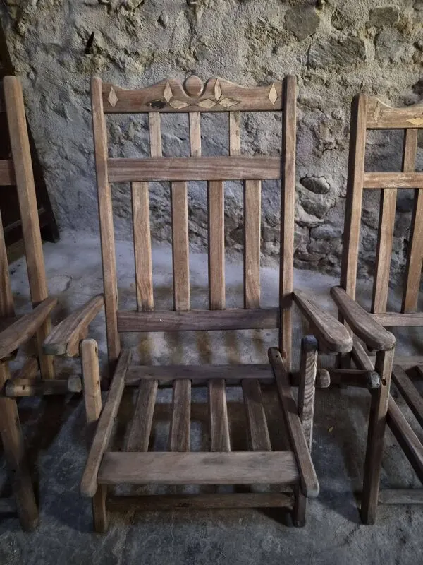 Illustration numéro 4 du produit Ensemble de 6 chaises longues pliantes américaines vintage en bois dur, 1940s–1960s