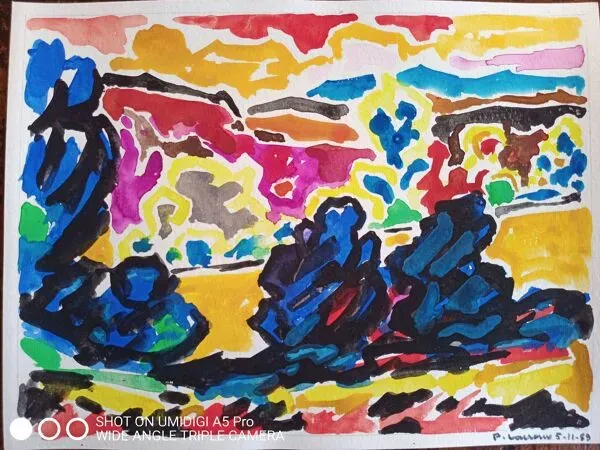 Illustration numéro 4 du produit pierre Lacroux (1909- 1993) Gouache sur papier 24 x 32 cm - de 1989 - (313)