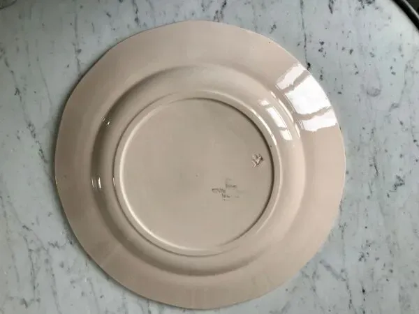 Illustration numéro 4 du produit Plat rond rose pâle et fleurs digoin sarreguemines années 30-40