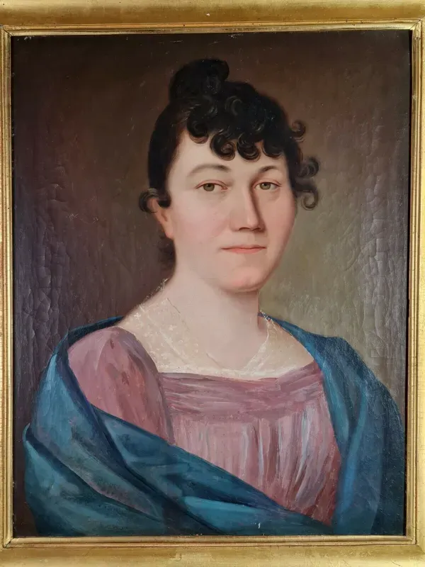 Illustration numéro 4 du produit Portrait à l'huile Ecole Française début XIXe siècle d'une jeune femme  Bel état SB