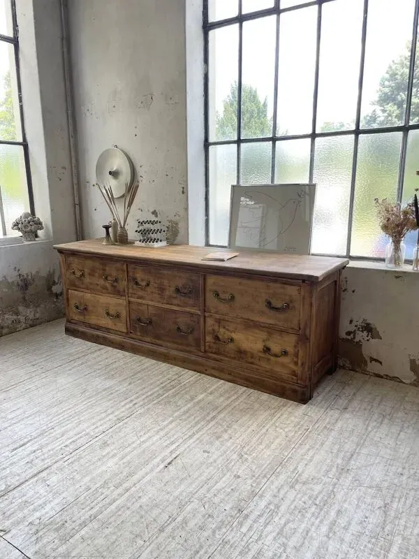 Illustration numéro 4 du produit Meuble de métier de soyeux noyer XXL années 50