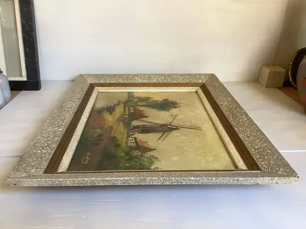 Illustration numéro 4 du produit Tableau paysage vaches huile sur toile signée