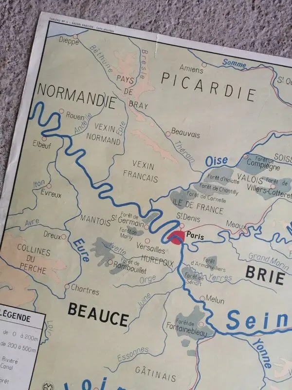 Illustration numéro 4 du produit Carte scolaire vintage mdi FRANCE Normandie Bassin Parisien