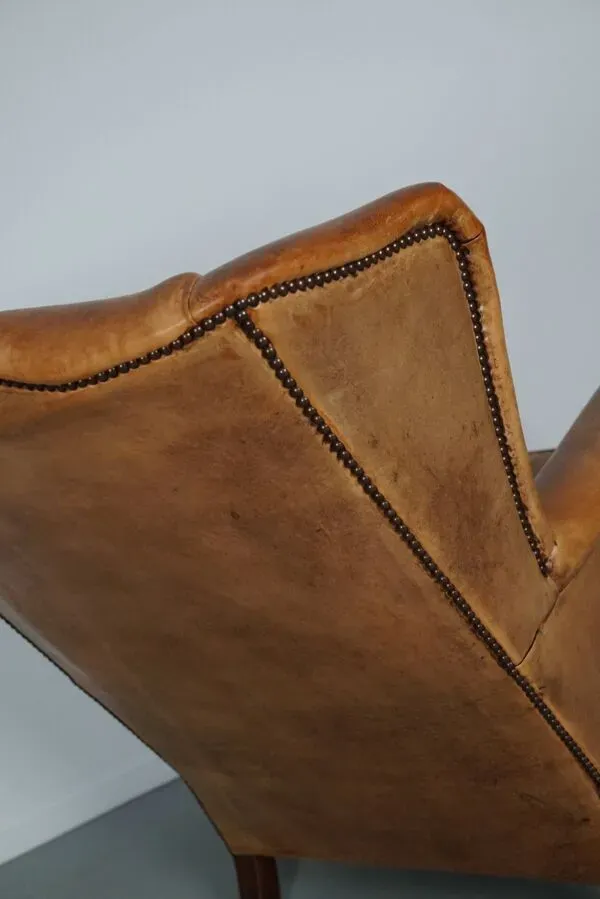 Illustration numéro 4 du produit Fauteuil club en cuir couleur cognac néerlandais vintage