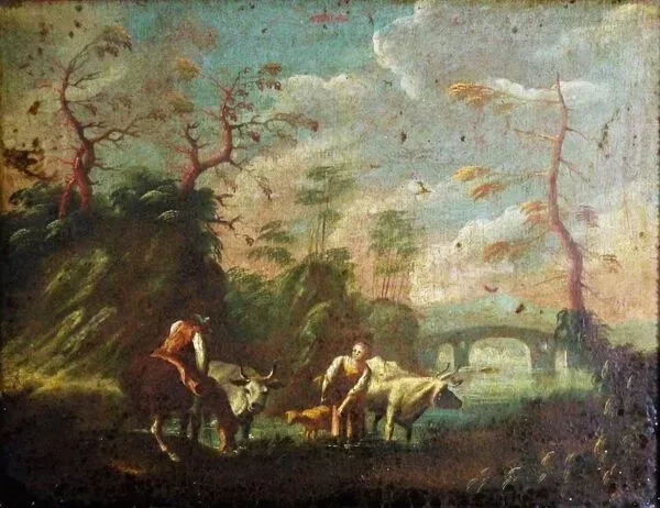 Illustration numéro 4 du produit École flamande, « Paysage de Campagne », huile sur toile, XVIIème siècle
