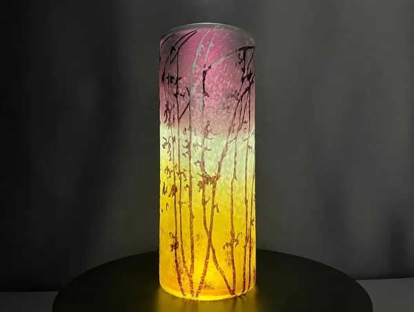 Illustration numéro 4 du produit Vase en verre camée multicouche à décor végétal dégagé à l’acide