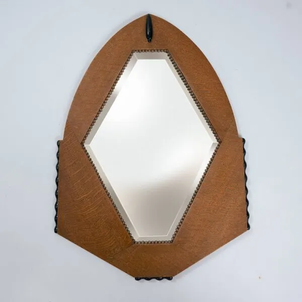 Illustration numéro 4 du produit Miroir Art Déco néerlandais en chêne avec des détails ébénisés, 1920-1930