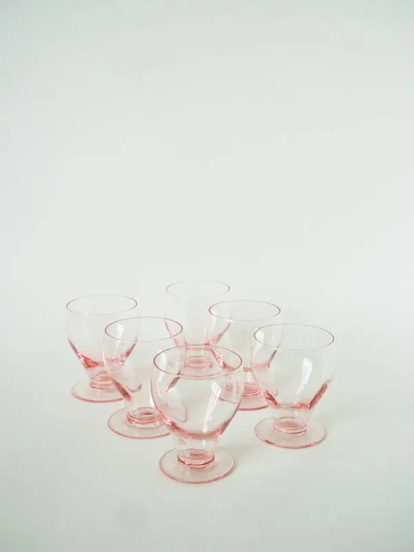 Illustration numéro 4 du produit Lot de 6 petits verres à vin, Rose, Art Déco, 1930