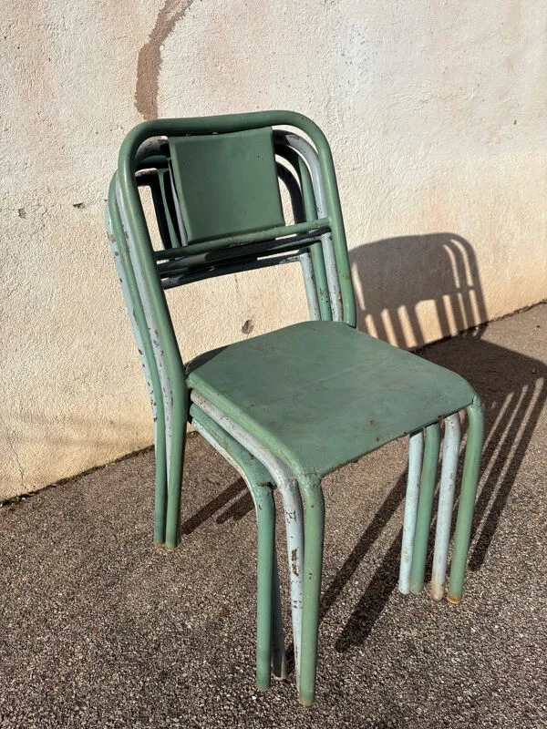 Illustration numéro 4 du produit Set de 4 chaises tôle bistrot vintage