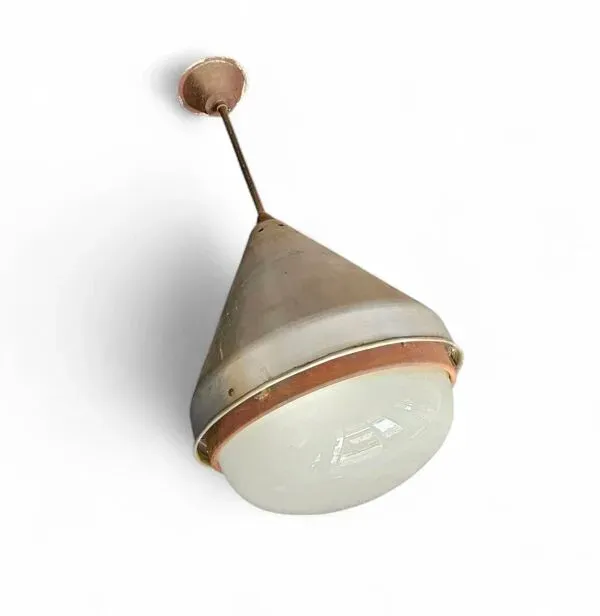 Illustration numéro 4 du produit Grande suspension industrielle en aluminium, années 1970, hauteur 55 cm