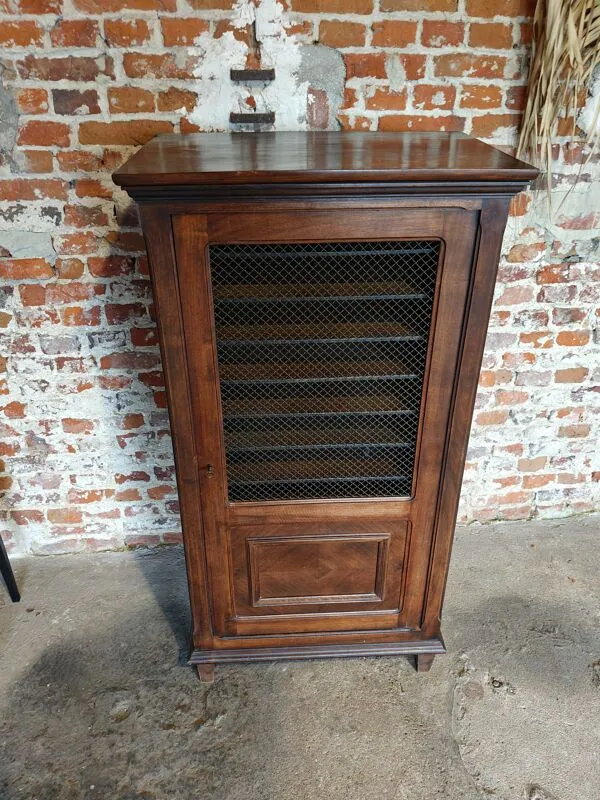 Illustration numéro 4 du produit Meuble de métier ancien style imprimeur en bois – porte grillagée