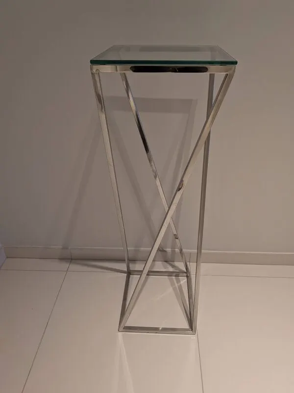 Illustration numéro 4 du produit Guéridon tablette inox et verre