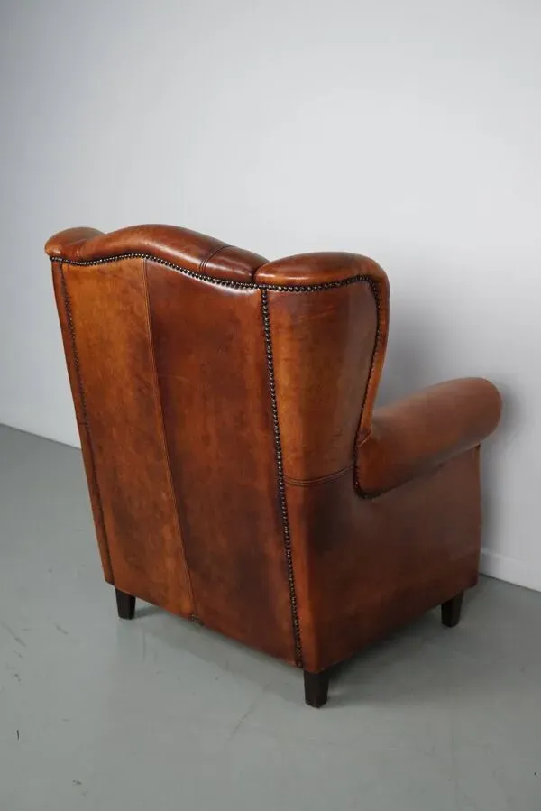 Illustration numéro 4 du produit Fauteuil club vintage en cuir couleur cognac hollandais