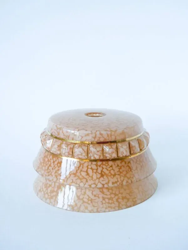 Illustration numéro 4 du produit suspension en verre de Clichy, Rose et Doré, Art Déco, 1930