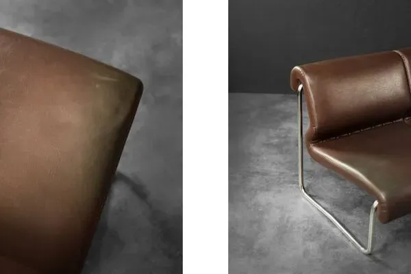 Illustration numéro 4 du produit Canapé 2 places en acier et simili-cuir marron, Allemagne 1970