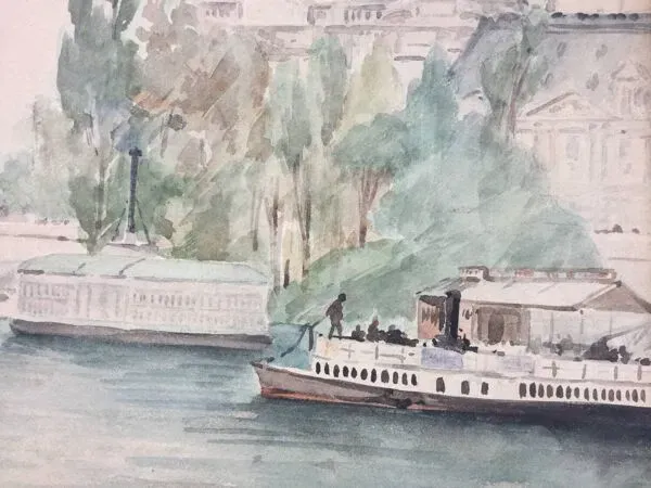 Illustration numéro 4 du produit Émile RAISSIGUIER 1851-1932.La Seine au Pont Neuf,1884.Aquarelle