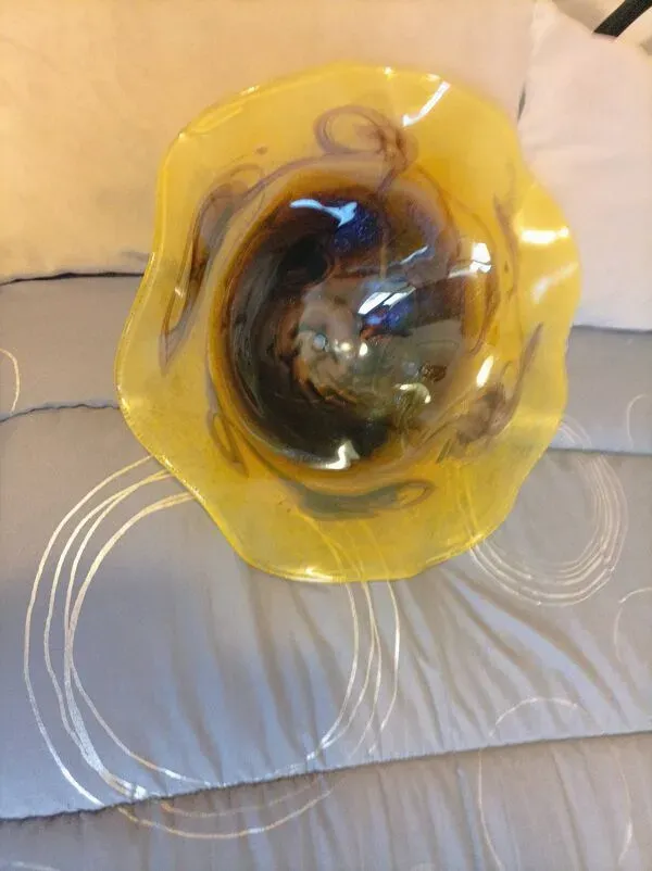 Illustration numéro 4 du produit Grand Abat-jour vintage en verre soufflé style Biot