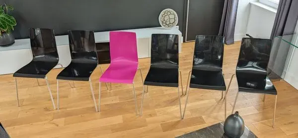 Illustration numéro 4 du produit Lot de 6 chaises Galvano Tecnica (Italie) – Design Industriel Chic – 5 Noir