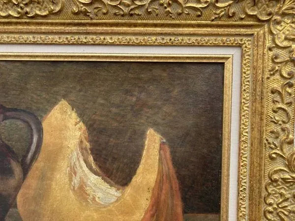 Illustration numéro 4 du produit École Française, Nature morte à la Courge et au broc, Huile sur toile encad