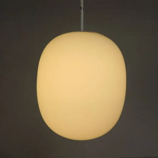 Illustration numéro 4 du produit Lampe d'école vintage avec abat-jour en verre dépoli blanc, années 1950