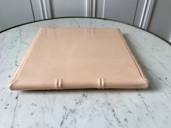 Illustration numéro 4 du produit Dessous de plat en faïence rose effet bambou digoin sarreguemines années 50