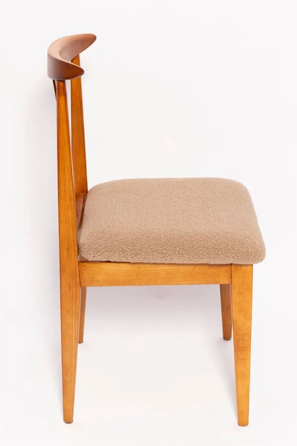 Illustration numéro 4 du produit Chaise Mid-Century Latte Bouclé, Bois Moyen, M. Zielinski, Europe 1960s