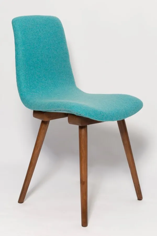 Illustration numéro 4 du produit Chaise vintage en laine Acqua Mid-Century par Fameg Factory, Pologne, 1960s