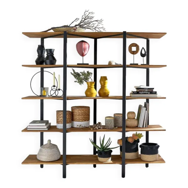 Illustration numéro 4 du produit Bibliothèque HIBA - La Redoute Intérieurs - Chêne massif & acier noir