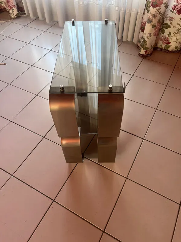 Illustration numéro 4 du produit Étagère design Donald Singer Design années 70 – Inox & verre fumé