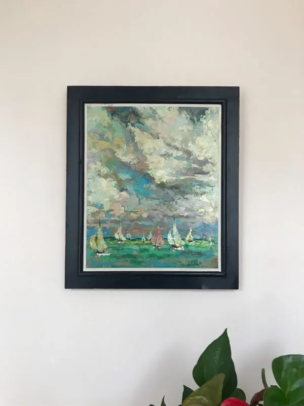 Illustration numéro 4 du produit École française du XXe.Les régates.Huile sur carton.