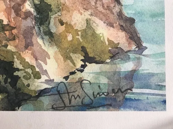 Illustration numéro 4 du produit Lithographie Monaco le Palais signée Jean-Marie Simon XXème