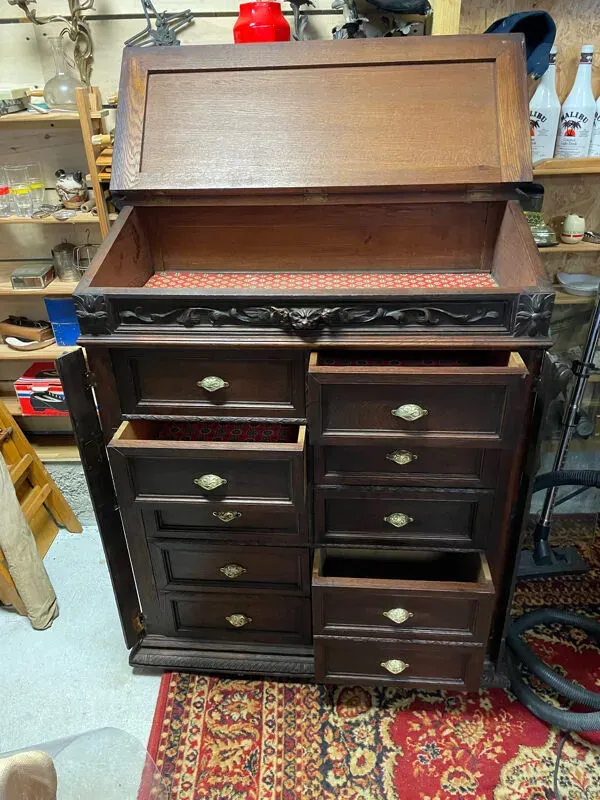 Illustration numéro 4 du produit Pupitre meuble écritoire à tiroirs ancien