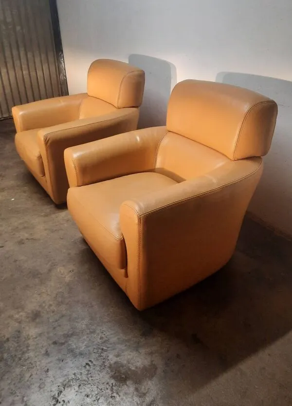 Illustration numéro 4 du produit Paire de fauteuil club en cuir :roche et bobois