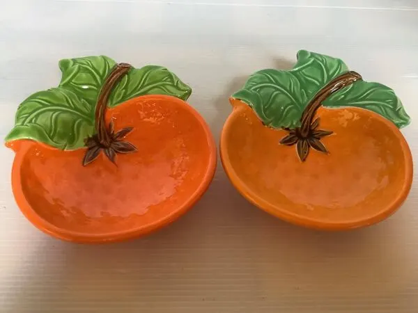 Illustration numéro 4 du produit Paire de coupelles vide poche barbotine orange Japan